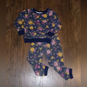 Garanimals 2 piece girls matching sweatsuit set blue/flower pattern size 3T.